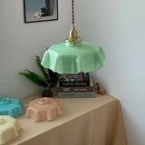French Ruffled Glass Brass Pendant Light 1-Light Lasson Living