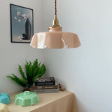 French Ruffled Glass Brass Pendant Light 1-Light Lasson Living