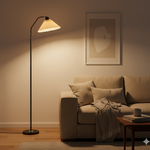 Minimalist Pleated Fabric Shade LED Floor Lamp | 1-Light Standing Lasson Living