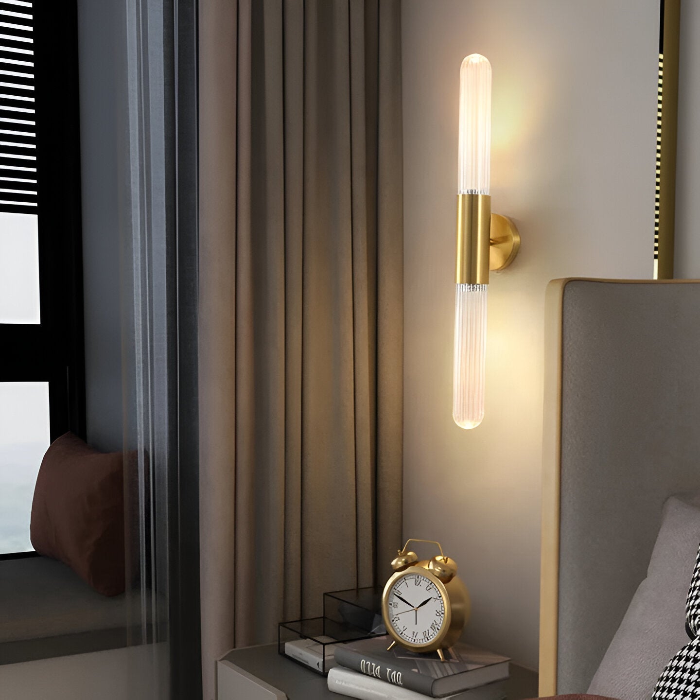 Nordic Water-Ripple Glass Brass Wall Sconce LED 1-Light Lasson Living