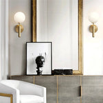 Nordic Brass Glass Globe Wall Sconce LED 1-Light Lasson Living