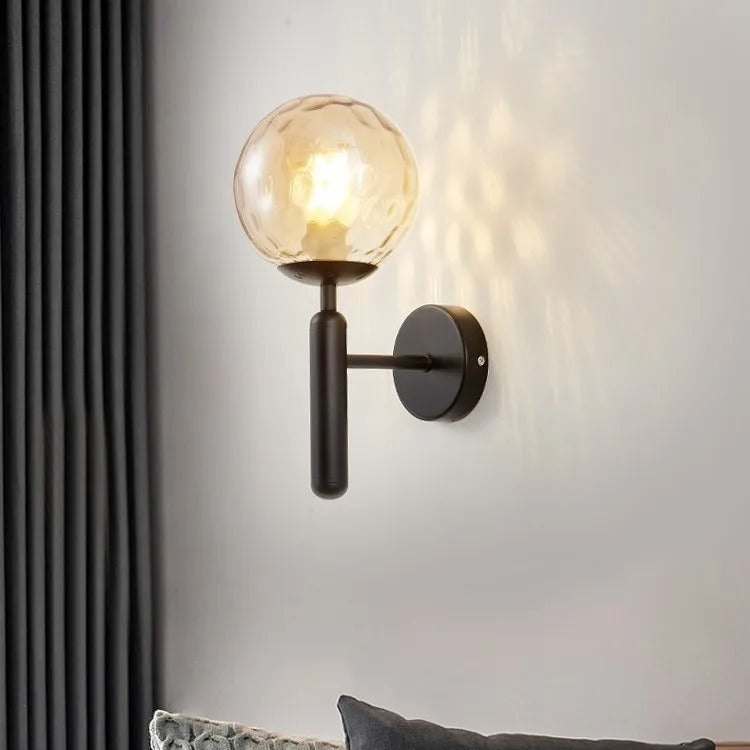 Nordic Brass Glass Globe Wall Sconce LED 1-Light Lasson Living