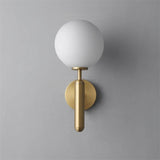 Nordic Brass Glass Globe Wall Sconce LED 1-Light Lasson Living