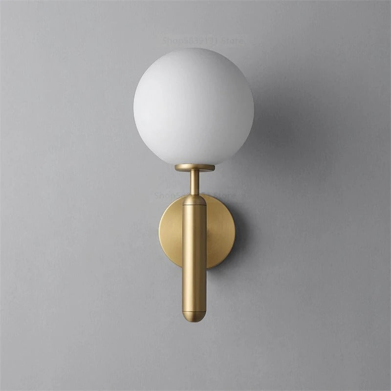 Nordic Brass Glass Globe Wall Sconce LED 1-Light Lasson Living