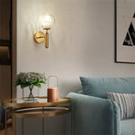 Nordic Brass Glass Globe Wall Sconce LED 1-Light Lasson Living