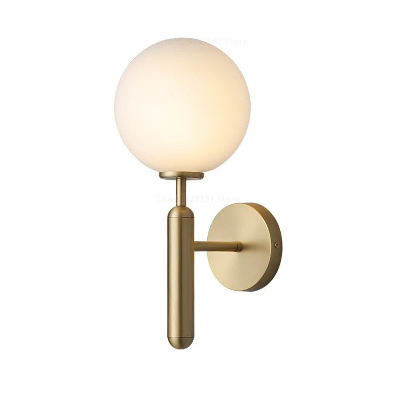 Nordic Brass Glass Globe Wall Sconce LED 1-Light Lasson Living