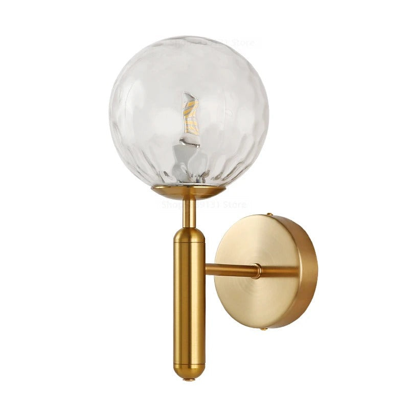Nordic Brass Glass Globe Wall Sconce LED 1-Light Lasson Living