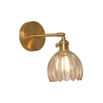 Vintage Brass Tulip Glass Wall Sconce 1-Light Lasson Living