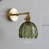 Vintage Brass Tulip Glass Wall Sconce 1-Light Lasson Living