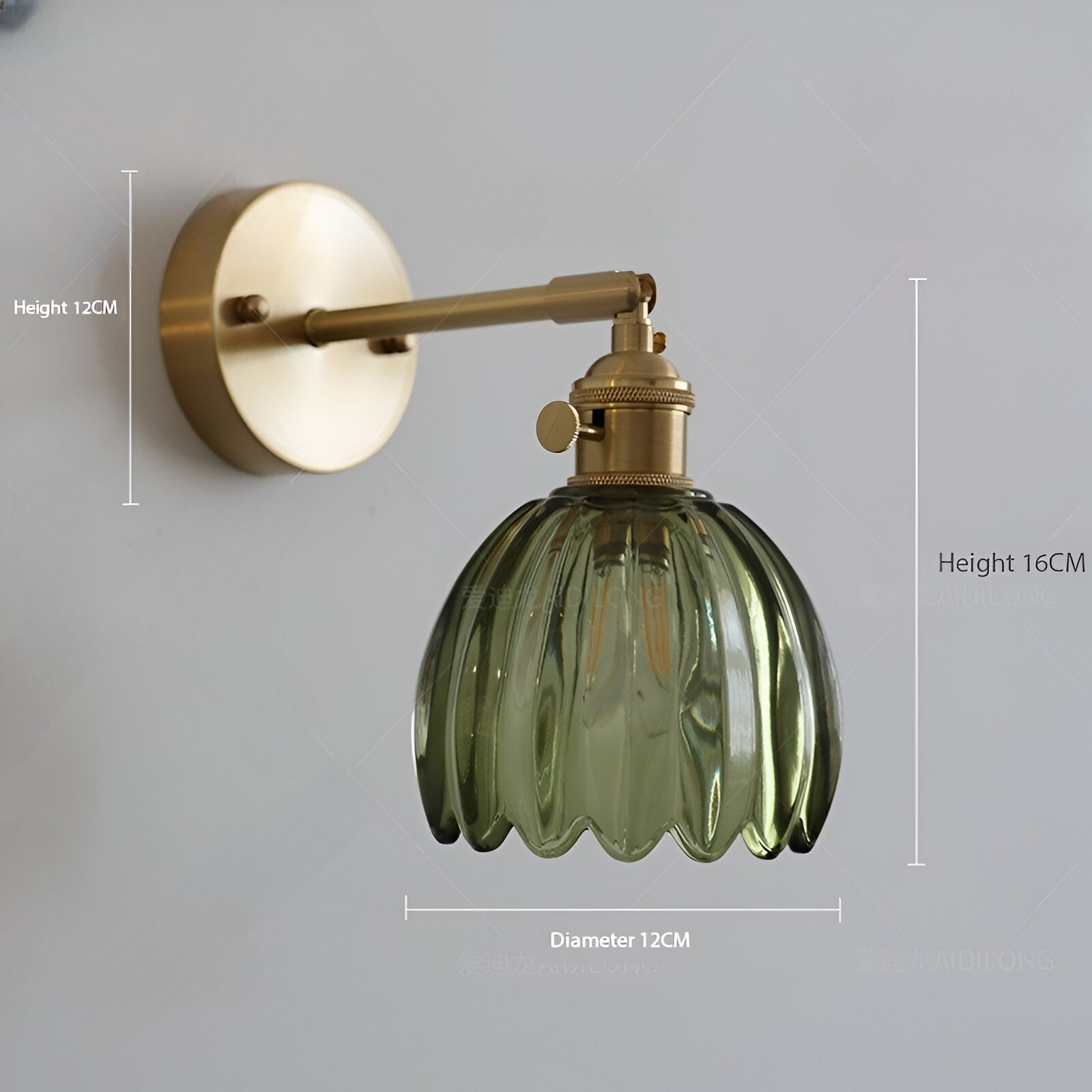 Vintage Brass Tulip Glass Wall Sconce 1-Light Lasson Living