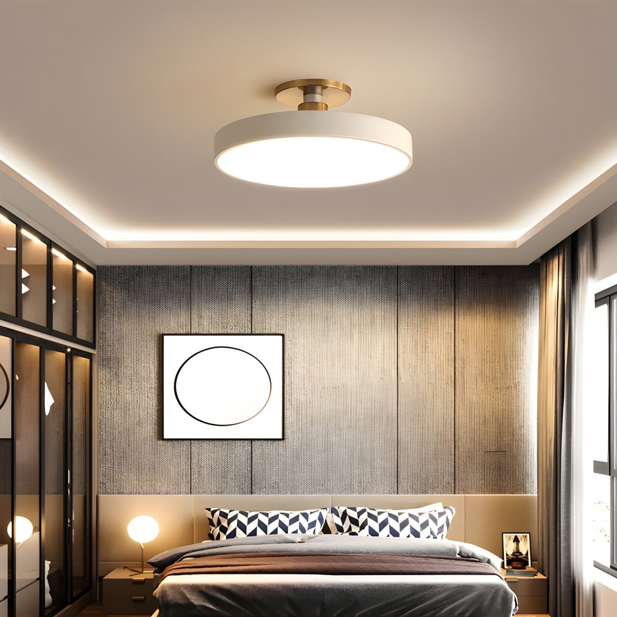Modern Round LED Flush Mount Ceiling Light 1-Light Lasson Living