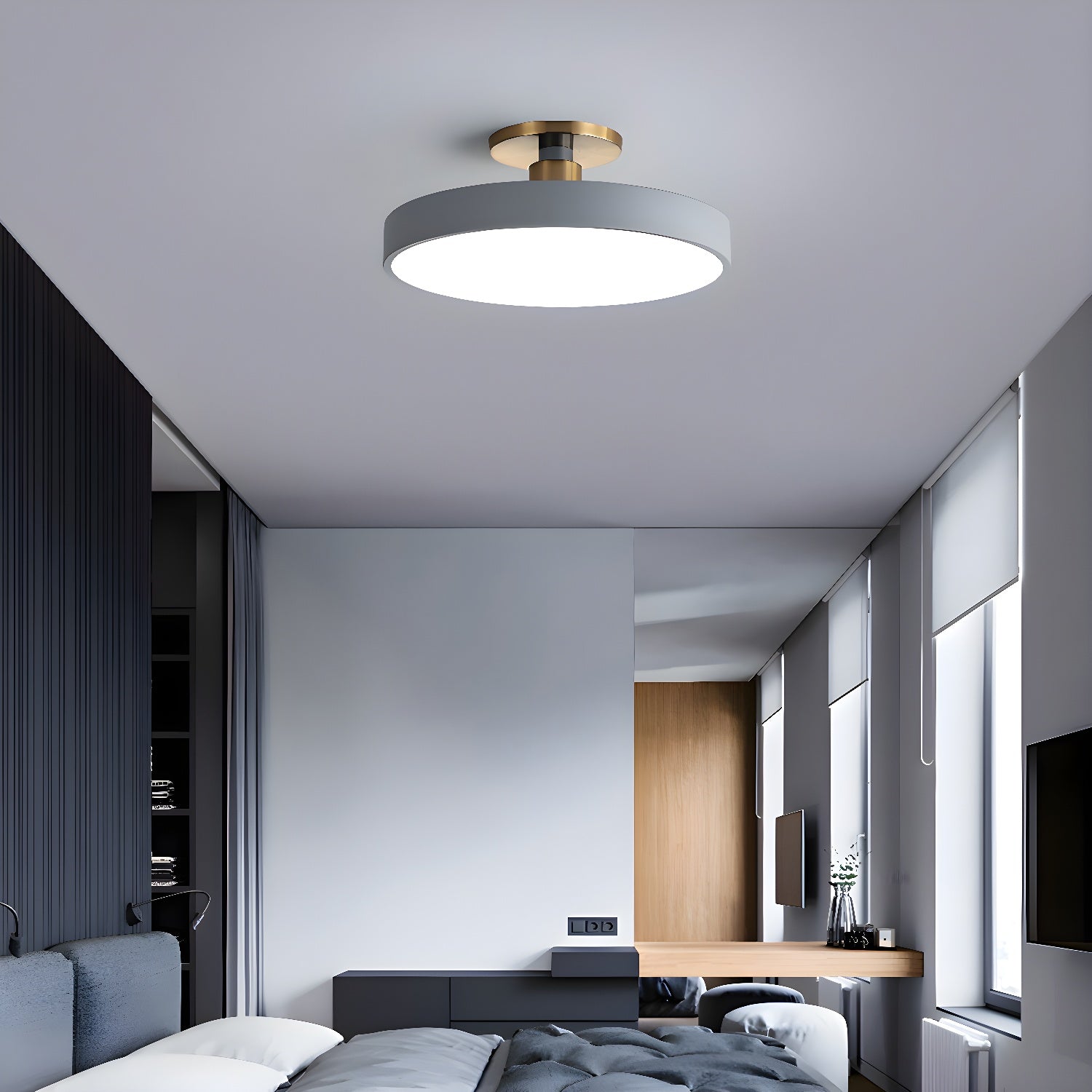 Modern Round LED Flush Mount Ceiling Light 1-Light Lasson Living