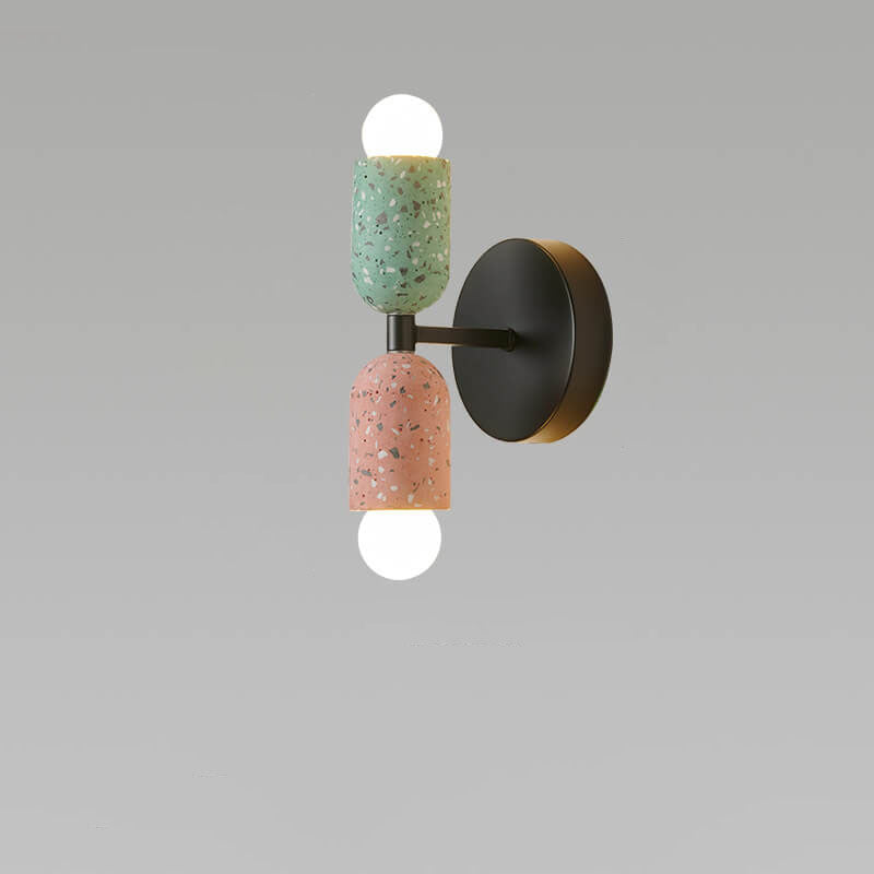 Japanese Wabi-Sabi Cement Cylinder Wall Sconce Lamp 2-Light Lasson Living