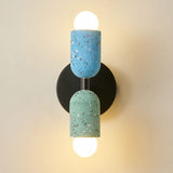 Japanese Wabi-Sabi Cement Cylinder Wall Sconce Lamp 2-Light Lasson Living