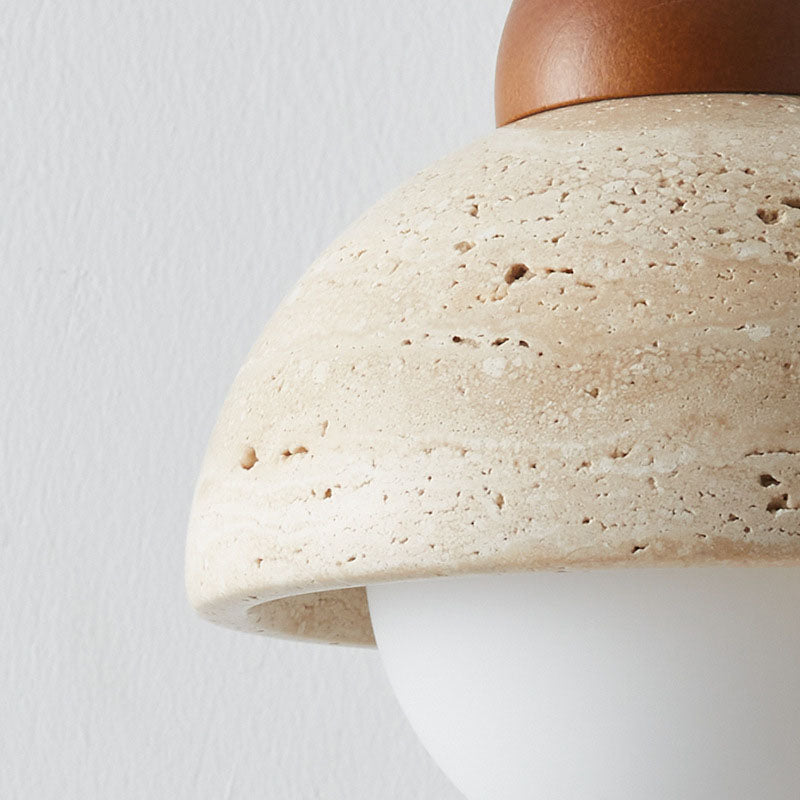 Japanese Wabi-Sabi Wood Glass Dome Wall Sconce Lamp 1-Light Lasson Living