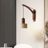 Japanese Wabi-Sabi Wood Glass Dome Wall Sconce Lamp 1-Light Lasson Living
