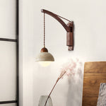 Japanese Wabi-Sabi Wood Glass Dome Wall Sconce Lamp 1-Light Lasson Living
