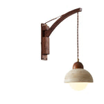 Japanese Wabi-Sabi Wood Glass Dome Wall Sconce Lamp 1-Light Lasson Living