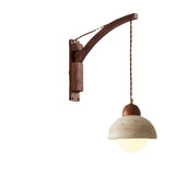Japanese Wabi-Sabi Wood Glass Dome Wall Sconce Lamp 1-Light Lasson Living