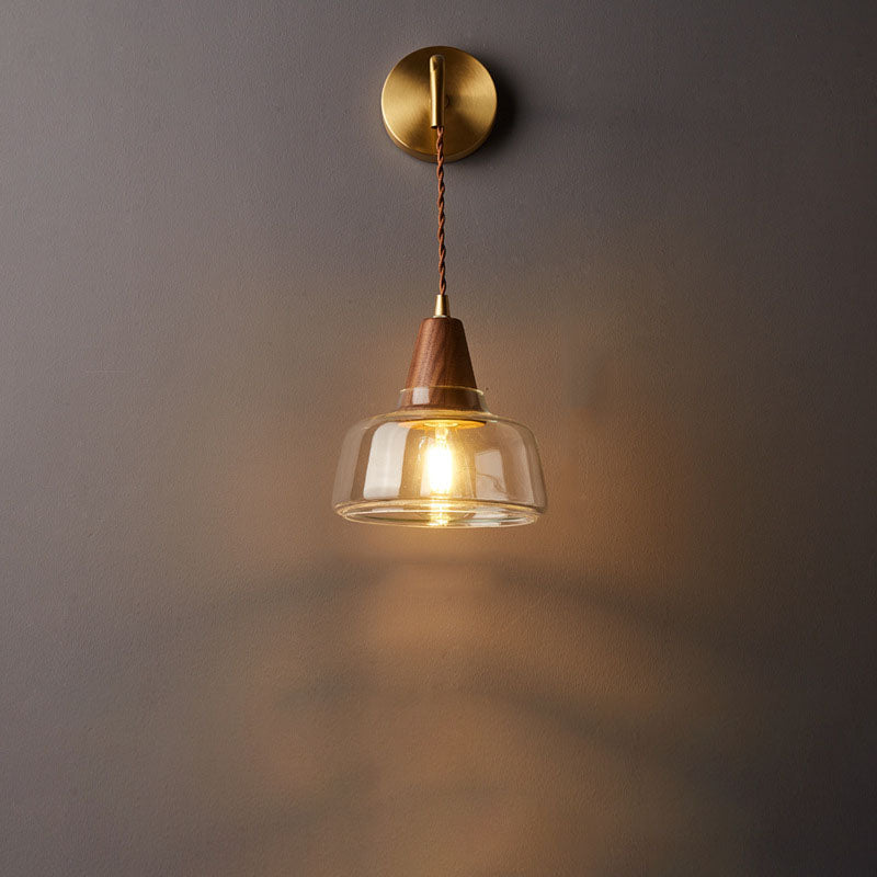 Japanese Glass Cone Wall Sconce Lamp 1-Light Lasson Living