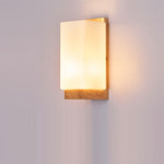 Japanese Wood Glass Rectangle 1-Light LED Wall Sconce Lamp Lasson Living