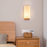 Japanese Wood Glass Rectangle 1-Light LED Wall Sconce Lamp Lasson Living