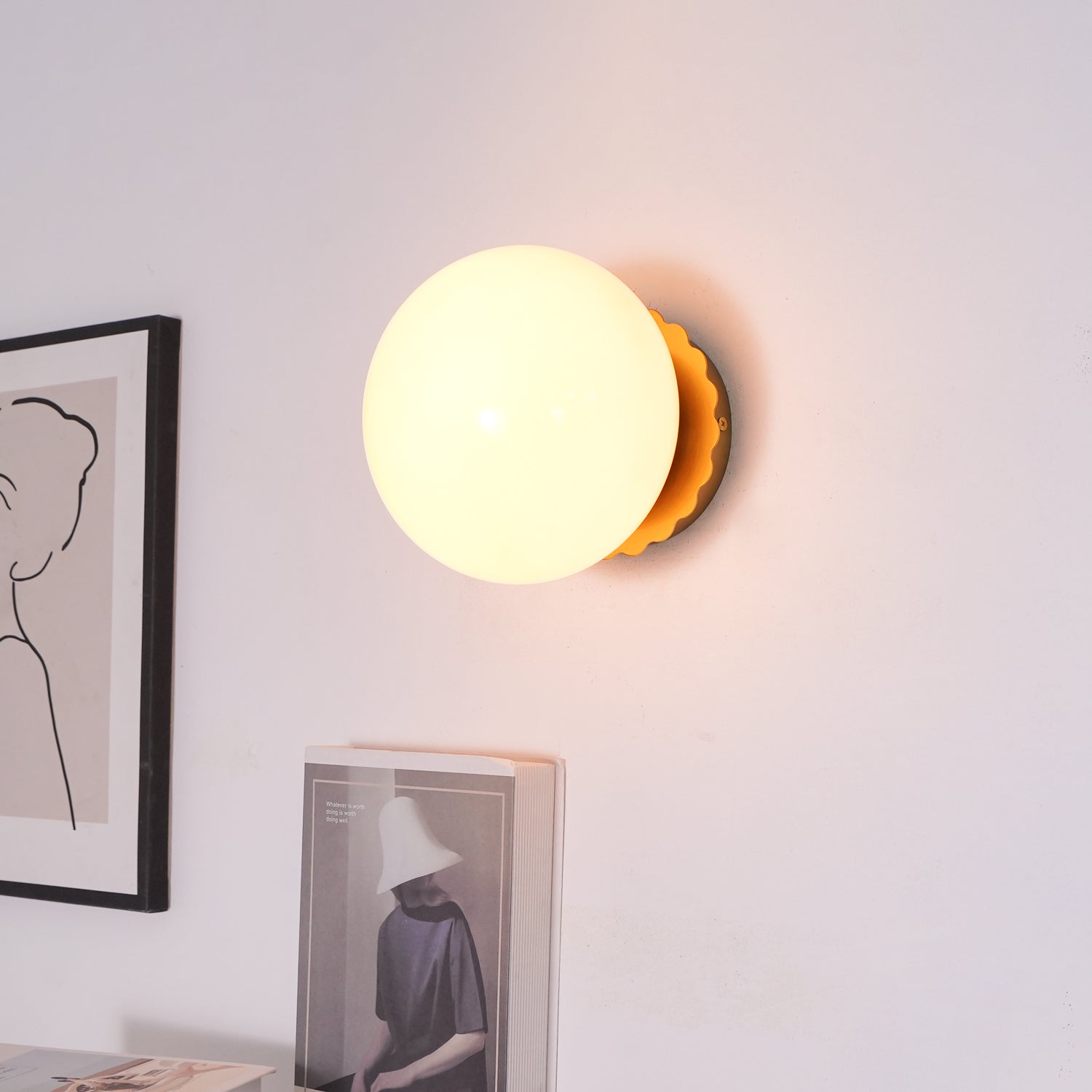 Vintage Brass Globe Glass Wall Sconce 1-Light Lasson Living