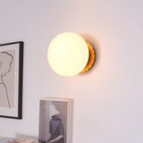 Vintage Brass Globe Glass Wall Sconce 1-Light Lasson Living