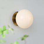 Vintage Brass Globe Glass Wall Sconce 1-Light Lasson Living