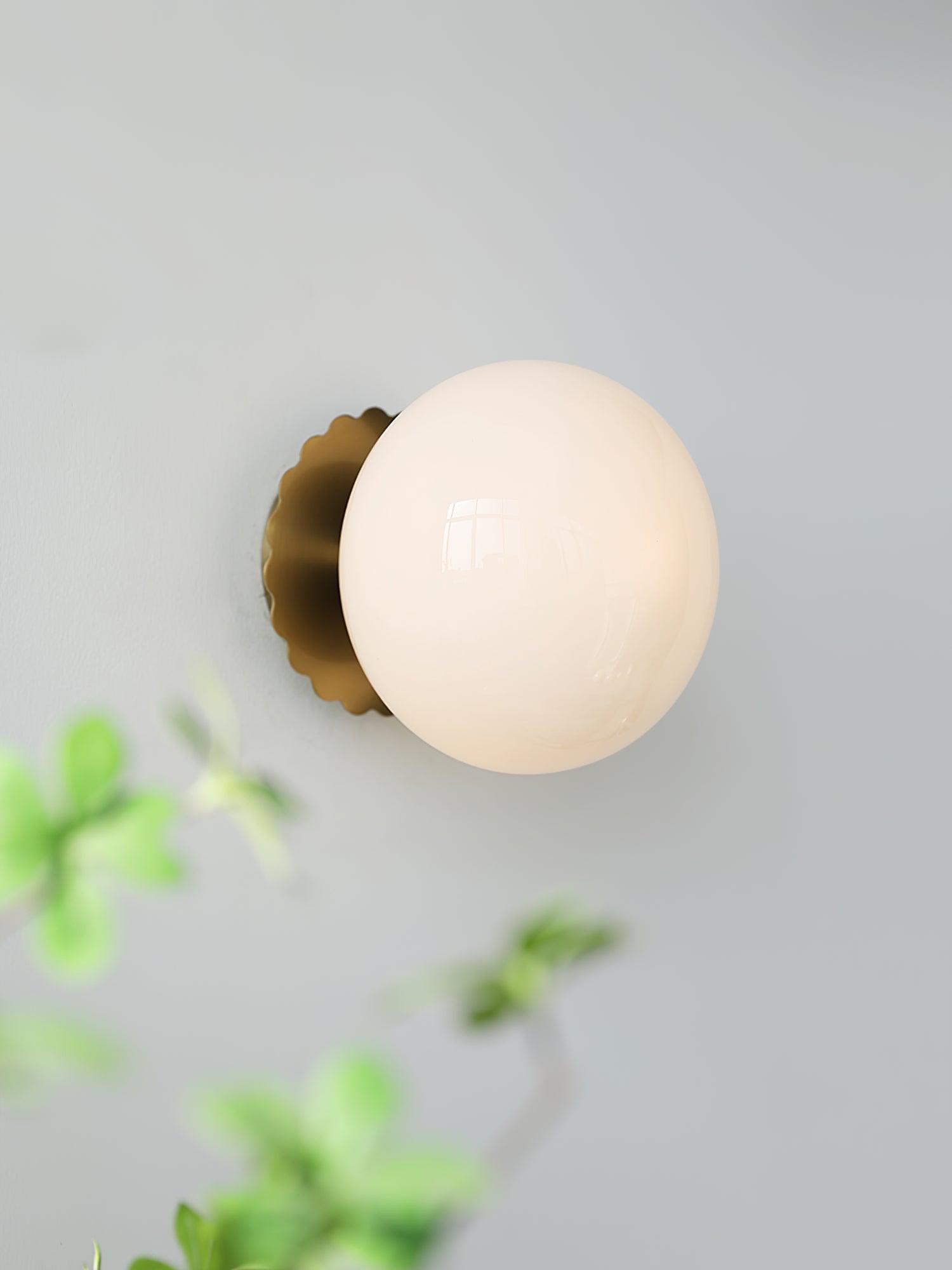 Vintage Brass Globe Glass Wall Sconce 1-Light Lasson Living
