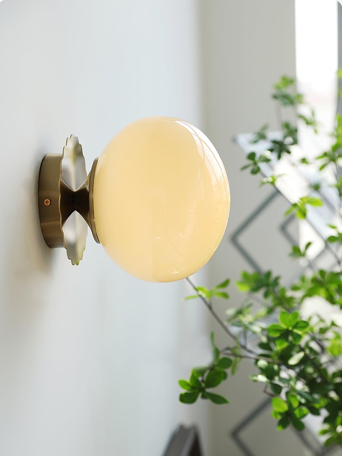 Vintage Brass Globe Glass Wall Sconce 1-Light Lasson Living
