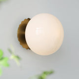 Vintage Brass Globe Glass Wall Sconce 1-Light Lasson Living