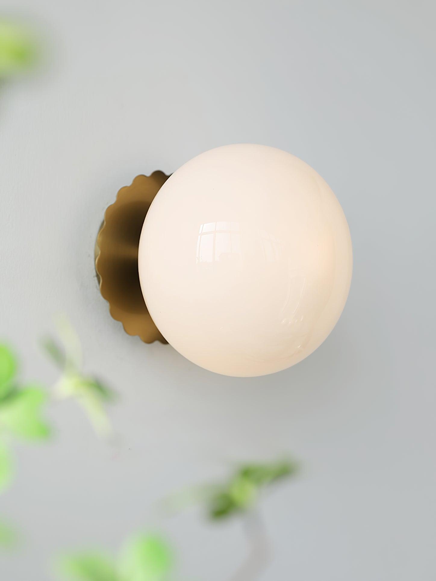 Vintage Brass Globe Glass Wall Sconce 1-Light Lasson Living
