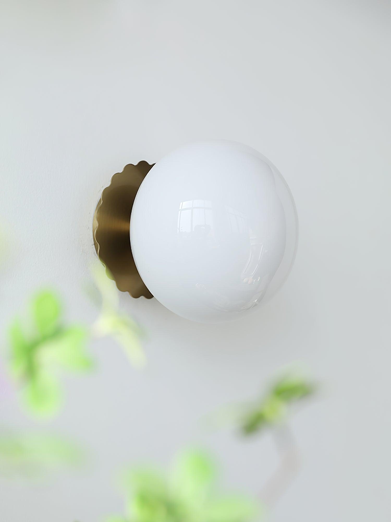 Vintage Brass Globe Glass Wall Sconce 1-Light Lasson Living