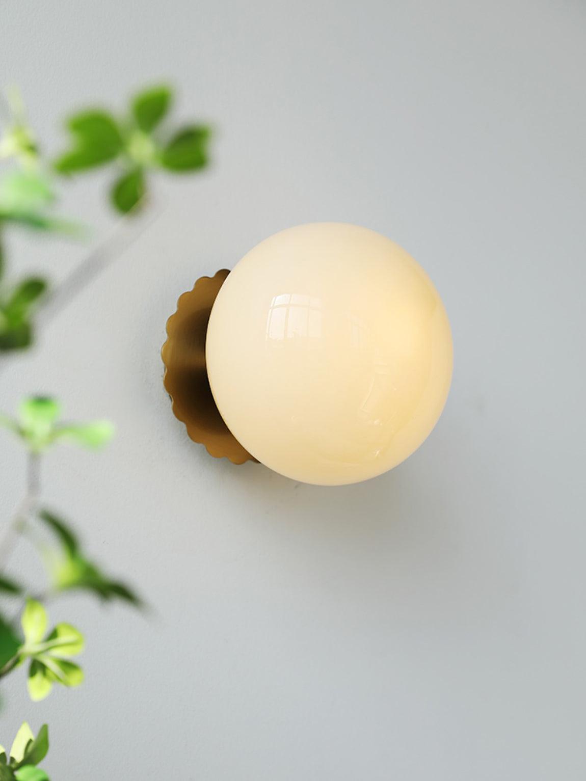 Vintage Brass Globe Glass Wall Sconce 1-Light Lasson Living