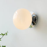 Vintage Brass Globe Glass Wall Sconce 1-Light Lasson Living
