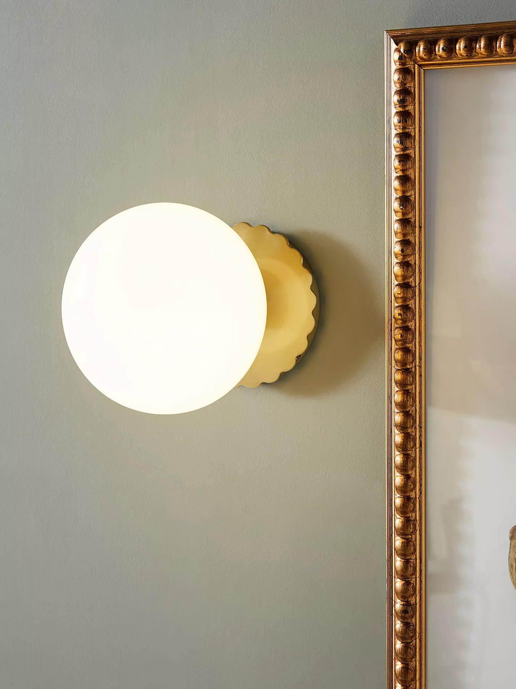 Vintage Brass Globe Glass Wall Sconce 1-Light Lasson Living