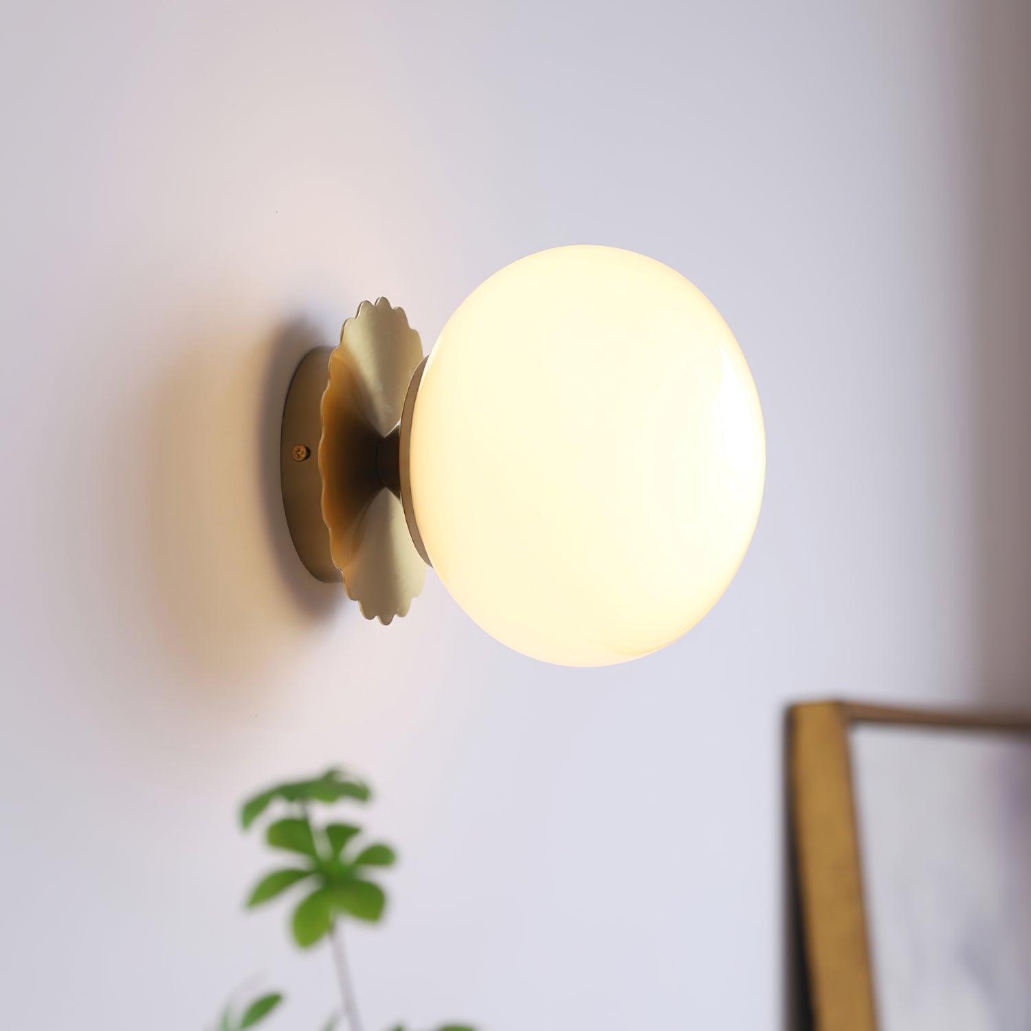 Vintage Brass Globe Glass Wall Sconce 1-Light Lasson Living