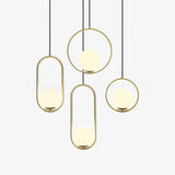 Modern Brass Ring Globe Glass Pendant Light 1-Light Lasson Living