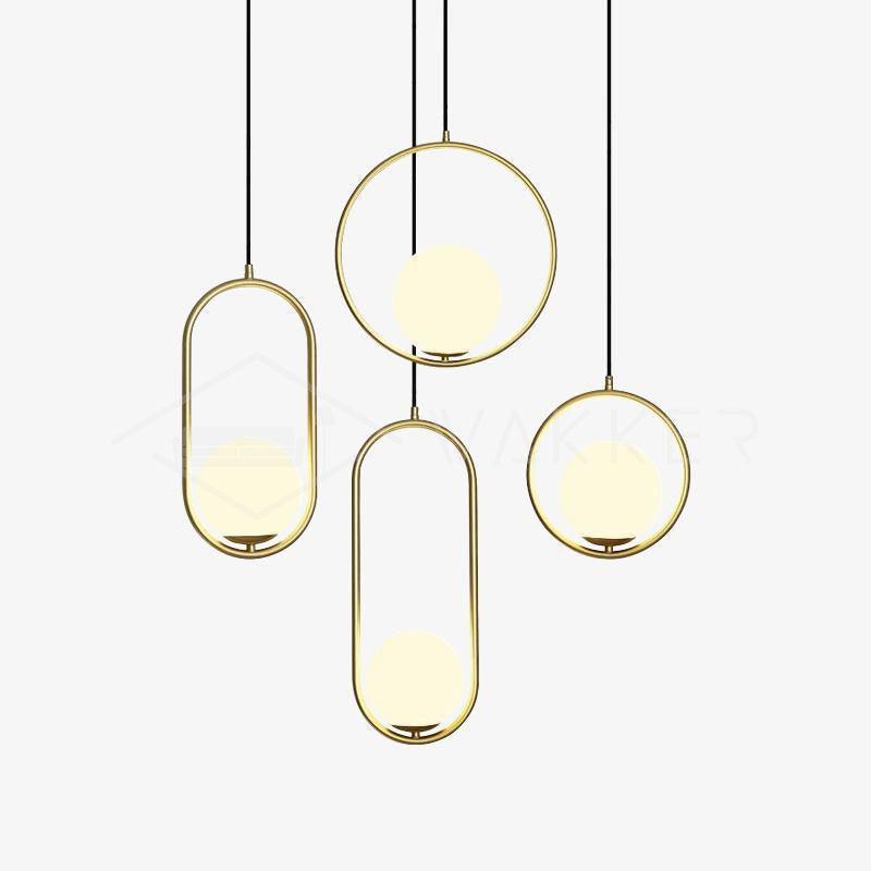 Modern Brass Ring Globe Glass Pendant Light 1-Light Lasson Living