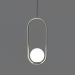 Modern Brass Ring Globe Glass Pendant Light 1-Light Lasson Living