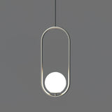 Modern Brass Ring Globe Glass Pendant Light 1-Light Lasson Living