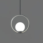 Modern Brass Ring Globe Glass Pendant Light 1-Light Lasson Living