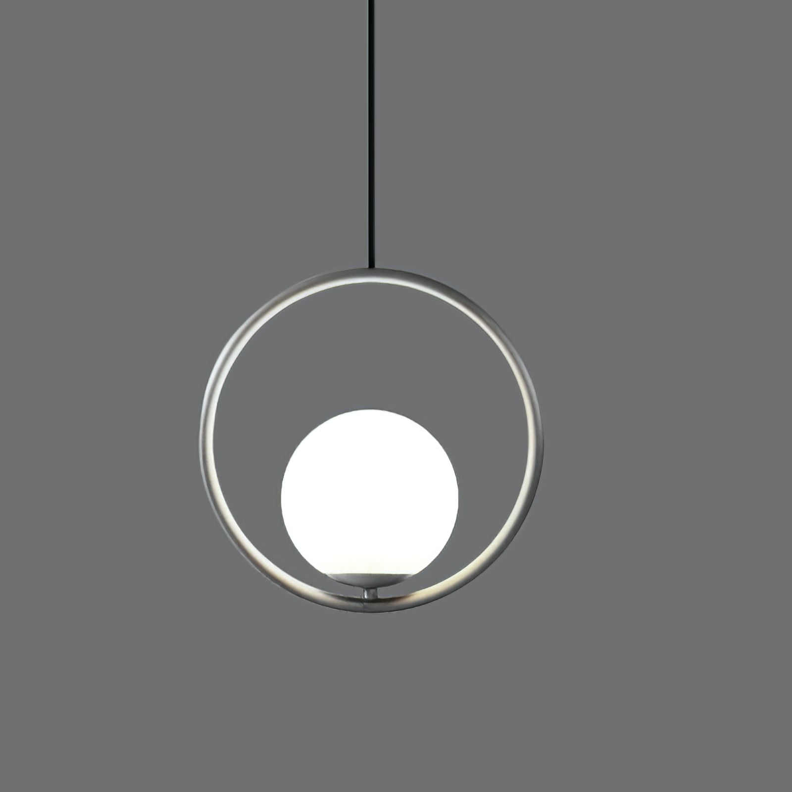 Modern Brass Ring Globe Glass Pendant Light 1-Light Lasson Living