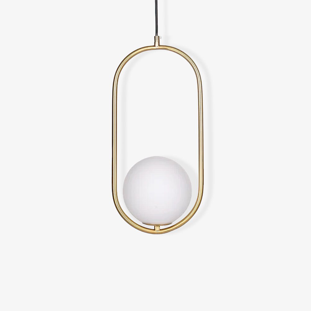 Modern Brass Ring Globe Glass Pendant Light 1-Light Lasson Living