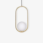 Modern Brass Ring Globe Glass Pendant Light 1-Light Lasson Living