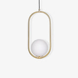 Modern Brass Ring Globe Glass Pendant Light 1-Light Lasson Living