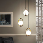 Modern Brass Ring Globe Glass Pendant Light 1-Light Lasson Living