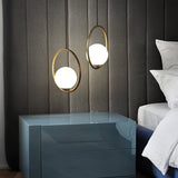 Modern Brass Ring Globe Glass Pendant Light 1-Light Lasson Living