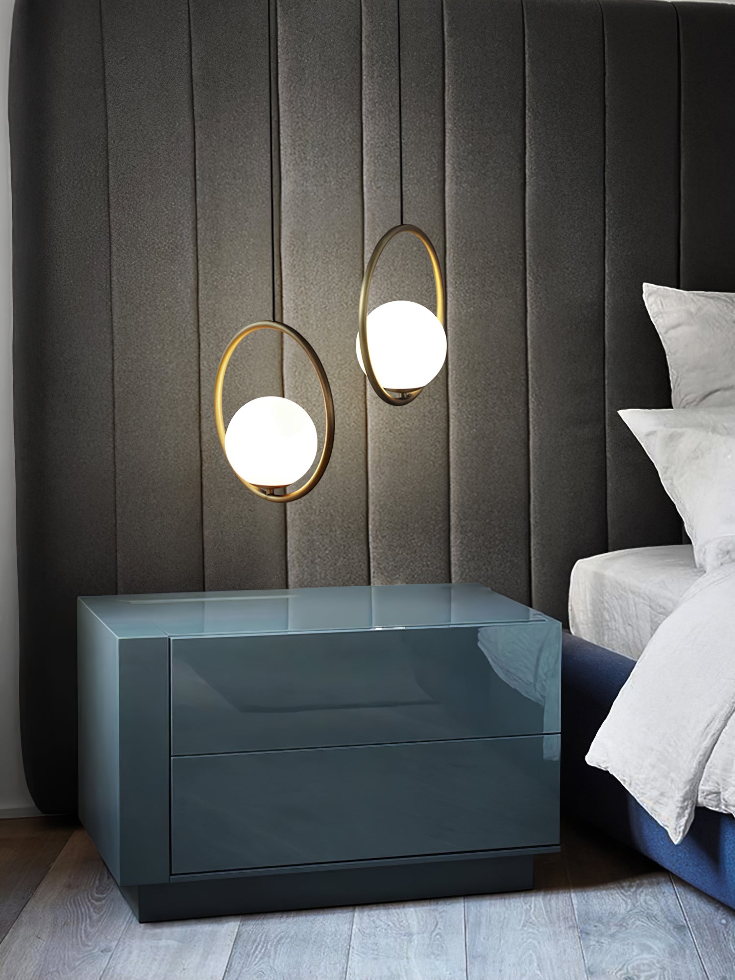 Modern Brass Ring Globe Glass Pendant Light 1-Light Lasson Living